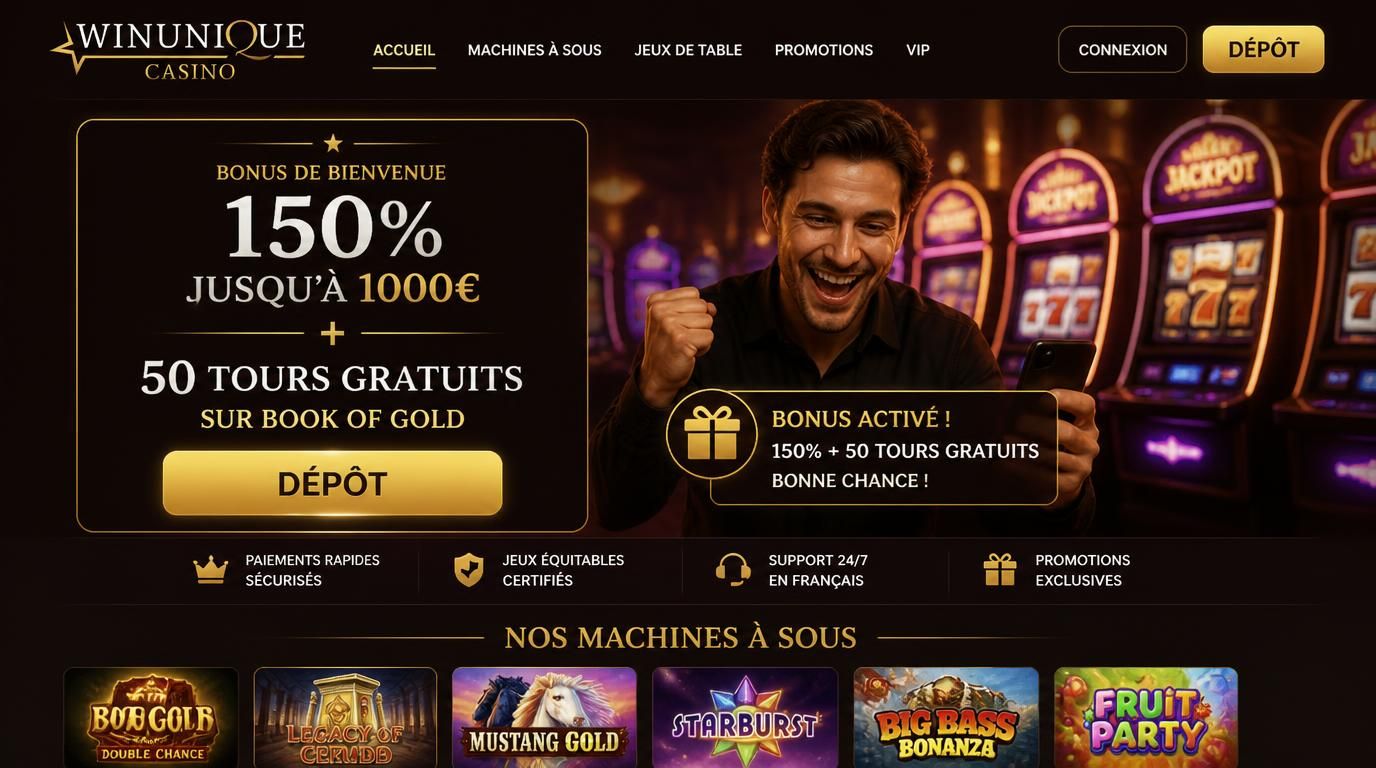  Un joueur utilise le bonus de bienvenue sur Win Unique Casino 